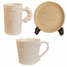 蒲公英浮雕纹理印章，陶瓷艺术杯/罐/盘DIY工具，软陶雕塑创意礼品，可重复使用压模 - clear - 查看 10