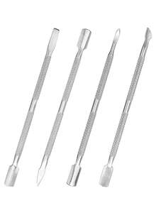 4pcs Stainless Steel Nail Pusher & Cuticle Remover Nail Care Tools, Nail Salon Manicure Tools, Back To School Essential Nail Care Tools (1 Set) - Silver - View 7