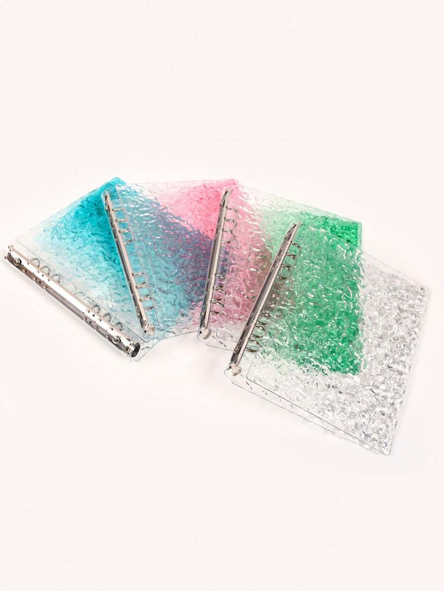 1pc A5/A6 Size Wavy Transparent Loose-Leaf Binder, Acrylic Gradient Colorful Transparent Folder, Can Be Used As Notebook, Planner, Card Storage, Sticker Book, Photo Album, Stationery,Card Holder