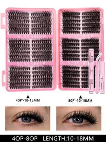 Bộ nối mi D-Curl, C-Curl, Fluffy Curl gồm 2124 sợi, 648 sợi, 612 sợi, 216 sợi, bộ tự làm mi giả, mi giả mềm mại và bồng bềnh, bộ nối mi chùm, bộ mi giả 30D 40D 60D 80D, bao gồm keo dán mi, chất làm kín, dụng cụ uốn mi, nước tẩy trang, thích hợp để tự sử dụng. - Nhiều màu - Xem 14