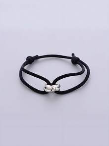 1pc Handmade Adjustable Stainless Steel Triple Circle Hollow Thin Bracelet, Unisex Couple Gift (Slight Color Difference May Exist Between Actual Product And Image Due To Lighting And Angle During Photography) - Silver - View 13