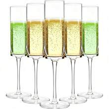 1个/2个/6个 5.5盎司可重复使用香槟杯，透明香槟杯，适用于香槟和甜点 - 可重复使用，慕斯杯，果汁杯，迎宾饮品杯 - 彩色 - 查看 1