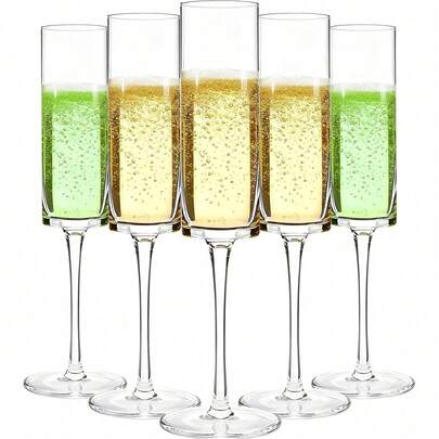 1个/2个/6个 5.5盎司可重复使用香槟杯，透明香槟杯，适用于香槟和甜点 - 可重复使用，慕斯杯，果汁杯，迎宾饮品杯