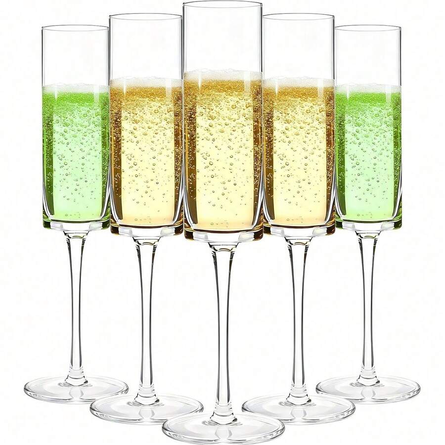 1个/2个/6个 5.5盎司可重复使用香槟杯，透明香槟杯，适用于香槟和甜点 - 可重复使用，慕斯杯，果汁杯，迎宾饮品杯 - 彩色 - 查看 1