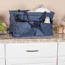 Household Essentials Blue Krush Bolsa de Lona con Bolsillos Bolsa de comestibles Reutilizable con Ribete Negro - Azul - Ver 3