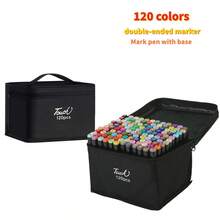 24/36/48/60/80/100/120色双头学生美术绘画马克笔套装，彩色素描笔，适用于学校美术用品、设计和绘画 - 彩色 - 查看 18