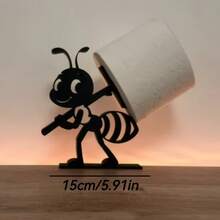 1个蚂蚁造型卷纸架 | 浴室创意装饰品，多功能纸巾收纳工艺品，塑料材质（不含纸巾） - 彩色 - 查看 3