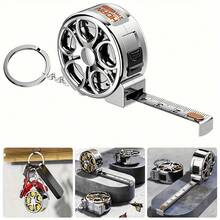 1 pieza Mini cinta métrica retráctil llavero, regla de acero de 2m, regla de acero pequeña y precisa con escala dual métrica e imperial, cinta métrica de acero multifuncional, regla personalizada de alta calidad, diseño portátil conveniente, forma de crisantemo, estilo elegante dorado, mejor opción de regalo - A - Ver 4