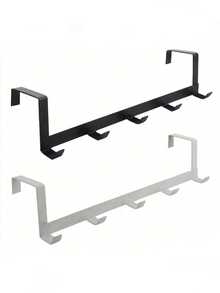 1pc Black Iron Wall Mounted Hook Rack, Heavy Duty 5-Tier Clothes Hanger Organizer, No Drilling Required - Multicolor - View 3