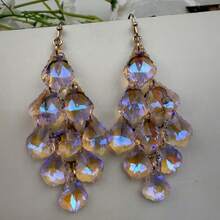 一对波西米亚流苏度假风手工优雅复古玻璃珠耳环，简约百搭创意夸张耳环，适合日常佩戴和度假，女士 - 黑色 - 查看 3