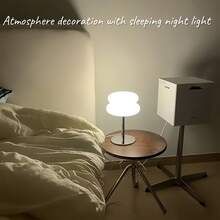 现代简约LED台灯 | 三色可调光，USB供电 | 触控氛围灯 | 氛围装饰灯 | 夜灯 | 适用于客厅、卧室、家庭办公室 | 无需电池 | ABS灯罩 | 圣诞礼物 - 白色 - 查看 6