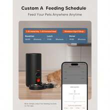 WOPET Automatic Cat Feeder 5G WiFi Pet Feeder for Two Cats or Dogs with Remote Control 6L Cat Food Dispenser with Low Food Sensor 1-10 Meals per Day Up to 10s Meal Call for Pets - Negro/Gris - Ver 3