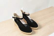 Alpargatas de Cuña clasica- Sandalias de Yute en Varios Colores  Bohemio    Hebilla    Vacación  Casa - Negro - Ver 3
