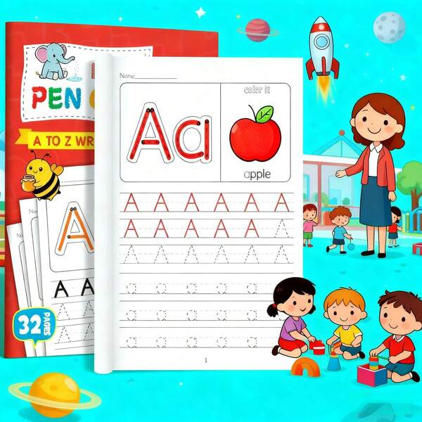 Cuaderno de trabajo para practicar el trazado de letras mayúsculas y minúsculas en inglés, con 3 estilos disponibles, libro de práctica de caligrafía para aprendices