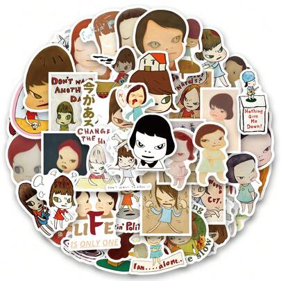 63 pièces Autocollants Yoshitomo Nara, Autocollants de haute qualité pour scrapbooking, graffitis, journaux, ordinateurs portables, pare-chocs, skateboards, bouteilles d'eau, ordinateurs, dessins animés, casques de chantier, voitures. Les autocollants peuvent apporter beaucoup de plaisir dans votre vie. Le cadeau parfait pour les adultes.