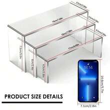 6个亚克力展示架，大型亚克力展示架，加厚透明长方形收藏展示架，多层展示架，可用于展示人物、纸杯蛋糕、香水、珠宝、玩具、宝石、古董、雕像和收藏品。 - 查看 2