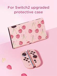 1pc Cute Bow & Cherry Pattern Switch Protective Case, Compatible With Switch 2 (2025), Suitable For Switch OLED/Switch NS, Storage Bag, Battery Version Game Console Accessories Protective Cover, Best Gift For SWITCH Players - Multicolor - View 2