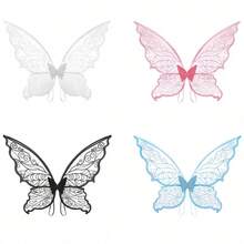 成人派对蝴蝶翅膀表演道具，节日演出仙女翅膀，全新面料 - 藍色 - 查看 6