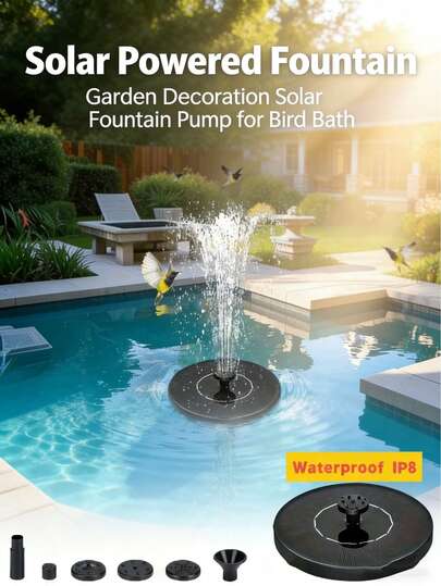 MINI Solar Fountain Water Pump For Bird Bath, New Upgraded Mini Solar Powered Fountain Pump 1W/1.5W/2.5WFree Standing Solar Panel Kit Water Fountain For Garden, Pond, Pool, And Outdoor