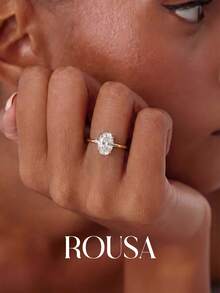 1ct, 2ct, 5ct, 8ct 925 Sterling Silver Shiny Oval Engagement Ring/Wedding Ring, Women's Promise Ring/Eternity Ring, Exquisite Jewelry Gift - Gold - View 2