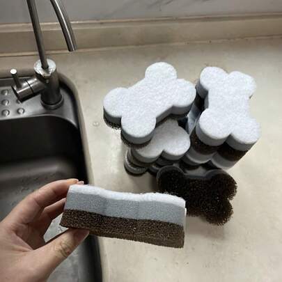 4pcs Bone-Shaped Magic Sponge Eraser - Multi-Functional Highly Absorbent Sponge - 3-Layer Design - Durable & Scratch-Resistant - Suitable For Kitchen, Bathroom & Living Room