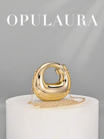 OpulAura New Acrylic Mini Handbag, Fashionable Clutch Bag, Crescent Moon Shaped Unique Evening Bag, Shoulder Strap Crossbody