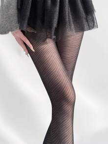 1 chiếc quần tất sọc đen, kiểu Nhật mỏng gợi cảm, tất lưới dệt jacquard. - Nhiều màu - Xem 5