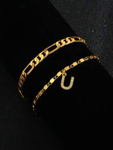 Vòng tay chữ cái mạ vàng 18K đính đá Cubic Zirconia | Món quà hoàn hảo cho bạn gái - Vòng tay chữ cái mang tên Tình yêu - Xem 25