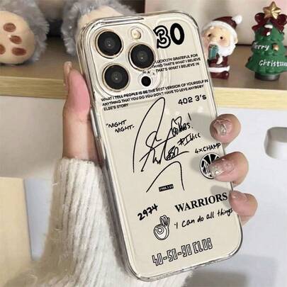 1 pieza Funda de teléfono protectora transparente y elegante con firma artística, material de TPU a prueba de golpes y de cobertura completa, compatible con iPhone 13, 14, 15 Pro Max, 16, 16 Pro, 16 Pro Max, 16 Plus, 17, 17 Pro, 17 Pro Max, 17 Air, 11, 12 Pro Max, X, XR, XS Max, 7, 8 Plus, 13 Mini, 12 Mini, 7 Plus, 12 Pro, 11 Pro Max, 14 Pro, 14 Plus, 15 Plus