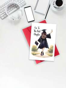 A Cute Graduation Card With An Envelope, Made Of High-Quality Cardstock, Featuring A Design Of A Graduation Cap And Diploma, With The Message "On To The Chapter" Suitable For Friends, Family - View 6