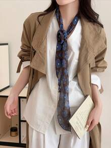 Khăn lụa họa tiết da báo và chấm bi hoa hồng phong cách Y2K, thắt lưng/dây chuyền dài hẹp, khăn quàng cổ, phụ kiện ruy băng. - Nhiều màu - Xem 10