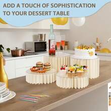 SANNAX 6 PCS Buffet Risers, Food Rise6 PCS Buffet Risers, Food Risers For Buffet Table, White Food Display Risers For Party Buffet Risers And Stands For Show Catering Desserts, Food, Jewelryrs For Buffet Table, White Food Display Risers For Party Buffet Risers And Stands For Show Catering Desserts, Food, Jewelry - Beige - Visa 4