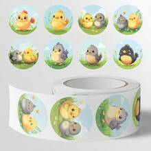 500pcs/Roll, Round Self-Adhesive Envelope Seals Stickers, Scrapbooking DIY Decoration Stickers, 10 Different Cute Chick Patterns, Back To School BUJO Planner Collage Materials, Halloween Christmas Gift Packaging Seals, Vintage Photo Album, Storage Jar Gift Box Decoration - Multicolor - View 5