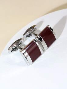 1 Pair Geometric Copper Burgundy Square Cufflinks For Men - Multicolor - View 7
