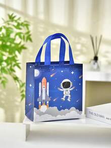 4/12/24/36個太空太空人主題不織布手提袋，禮品袋，適用於生日派對、主題派對、返校、開學、畢業、春季郊遊、夏令營、俱樂部購物袋、派對伴手禮袋、派對包裝用品，堅固手柄設計，男士禮物、女士禮物，適用於聖誕禮物、糖果袋 - A - 查看 9