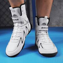 Giày đấm bốc nam, giày đấu vật chuyên nghiệp, giày tập luyện võ thuật, giày thể thao cổ cao. - trắng - Xem 8