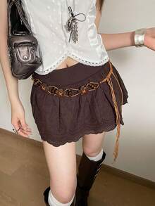 1 st. personligt midjerep i brunt polyestermaterial med pärlor för kvinnor - Brun - Visa 3