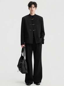 Zhongshan Suit High-End Standing Collar Suit Jacket, Chinese Banquet Men's Clothing, Men's Wedding And Wedding Attire, Tang Suit - 黑色 - 查看 5