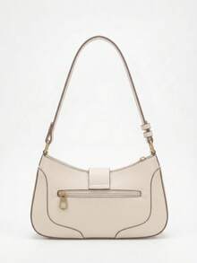 Minimalist Old Money Style Shoulder Bag With Retro Buckle - Beige - View 2