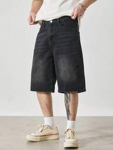 Quần short denim đen phong cách đường phố thường ngày, thời trang dành cho thiếu niên nam. - màu đen - Xem 3