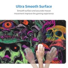 Alfombrilla de mouse de seta de calavera extendida para juegos con bordes cosidos XL para gamer oficina en casa 31.5 x 11.8 pulgadas - Hongo crneo - Ver 3