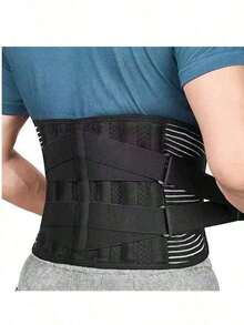 Unisex Waist Support Belt, 6 Supportive Stays, Non-Slip, Adjustable, Suitable Work And Fitness, Waist Support Belt - Black - View 2