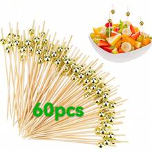 200/100/80/50/30/20pcs/Set Gold Bead Picks, Fruit Picks, Dessert Picks, Appetizer Picks, Fruit Skewers, Cupcake Toppers, Sandwich Picks, Long Picks, Suitable For Valentine's Day, Birthday, Wedding, Party, Educational Supplies - Multicolor - View 8