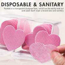 2000/1000/200pcs Nail Cleaning Wipes - Professional Lint-Free Nail Polish Remover Pads, UV Gel Cleansing Tissues, Unscented Manicure Prep And Finishing Cleaning Tool (Heart Shape) - Pink - View 2
