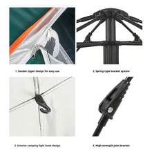 Super life 这款3-4人自动弹开帐篷采用玻璃纤维杆、方形牛津布面料，只需3秒即可快速搭建。它是一款四季皆宜的防水帐篷，配有拉链，适合露营、旅行和海滩使用。 - 常規款 - 查看 7