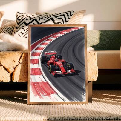 1pc Frameless Motorsport Racing Car Speed Wall Art Canvas Print For Room Decor, Dorm Essentials, Birthday Gift And Party Decoration, Aesthetic Room Decor, Prints For Wall, College Dorm Room Essentials, Home Decoration, Fast Vehicle Decor, Unique Wall Decor Idea.