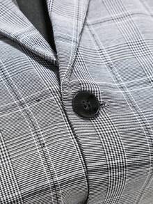 男士两件套西装，格子西装外套和西裤，适合休闲、商务、通勤、婚礼、派对、宴会等场合。 - 灰色 - 查看 7