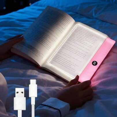 Rechargeable LED Flat Book Light, Suitable For Bedtime Reading, 3 Color Temperatures, Timer Function, 2026 Upgraded Dimmable Panel Book Light With Full-Page Illumination, Gift For Book Lovers