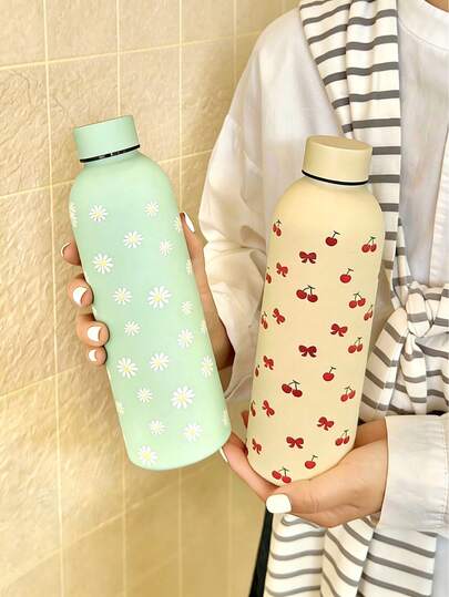 500ml/16.9oz Stainless Steel Vacuum Insulated Water Bottle, Portable , Rubber Coated, Suitable For Home And Outdoor Sports, Great Gift For Family And Friends In Back To School Season