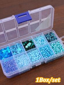1 Caja/Set de 12 Rejillas de Cuentas de Vidrio Mezcladas de Diferentes Estilos para Hacer Joyas DIY, Pulseras, Collares - juego de cuentas de 12 gramos - Ver 8